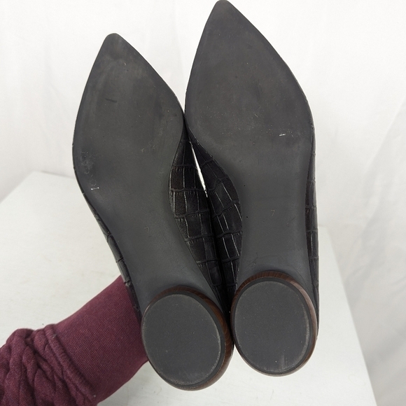 Jeffrey Campbell Viona Leopard Print Croc Wood Heel Pointed Loafers - Picture 8 of 8